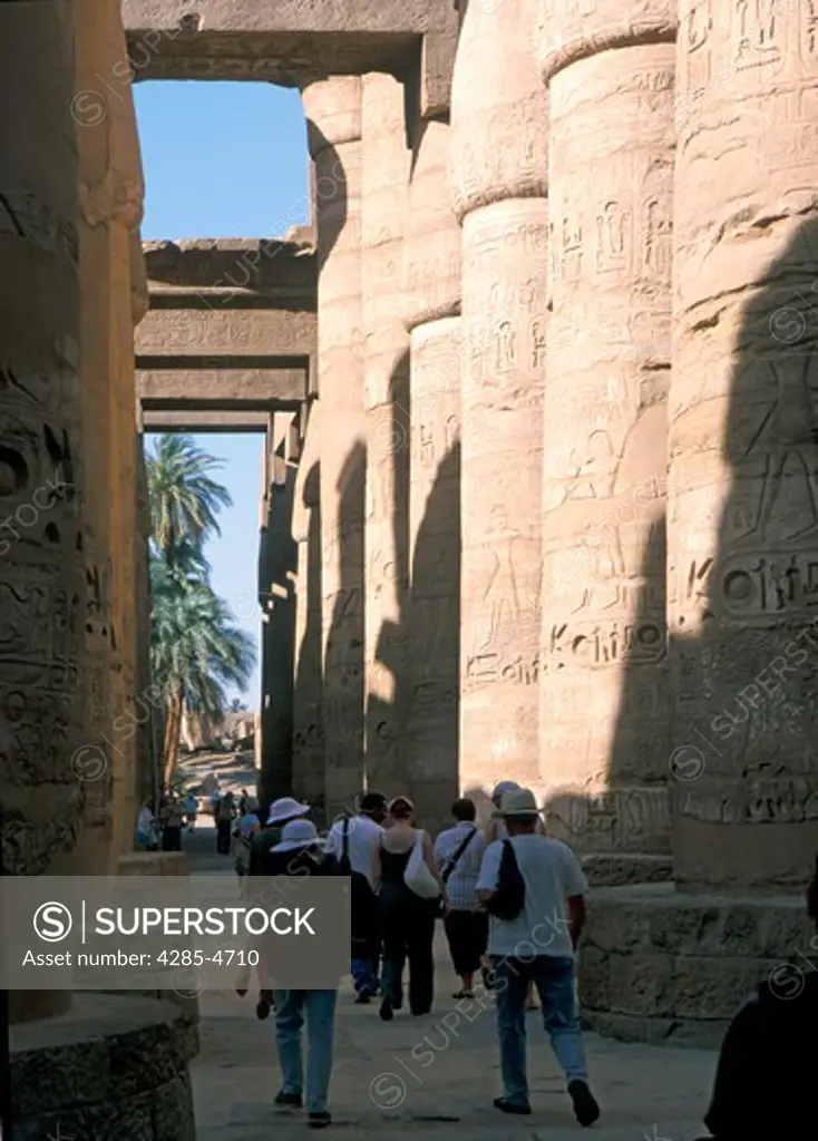 Tourists walking in Temple of Karnak, Egypt