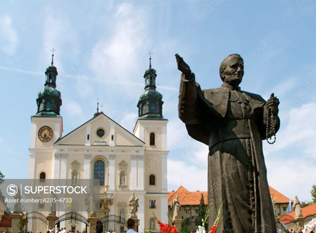 John Paul II monument by Bernadine Monastery of Kalwaria Zebrzydowska of Poland