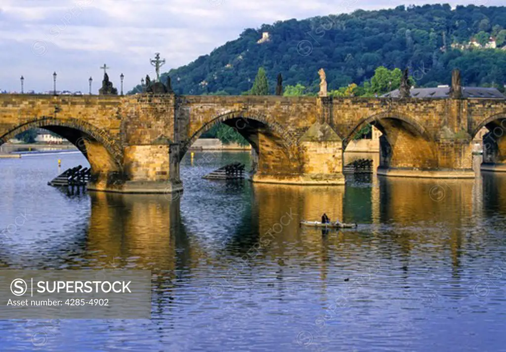 Charles Bridge on Vltava River in Prague Czech Republic