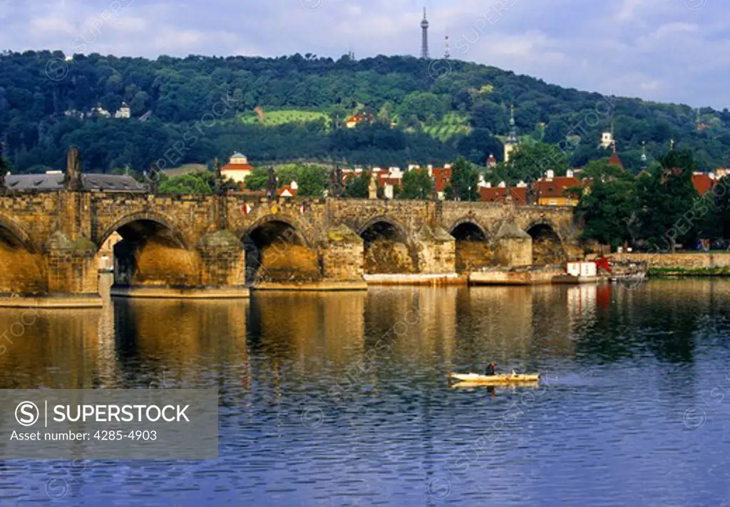 Charles Bridge on Vltava River in Prague Czech Republic