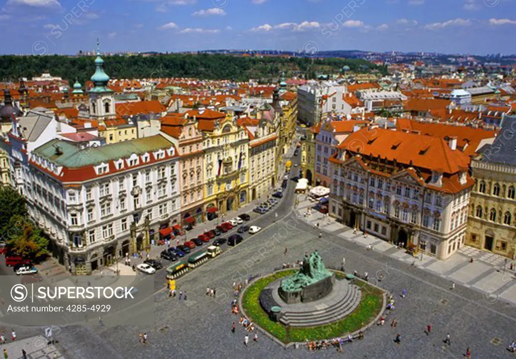 Old Town Square and city in Prague Czech Republic