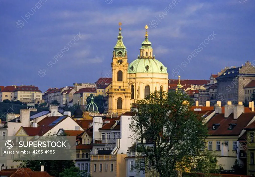 St Nicholas Church and Mala Strana in Prague Czech Republic