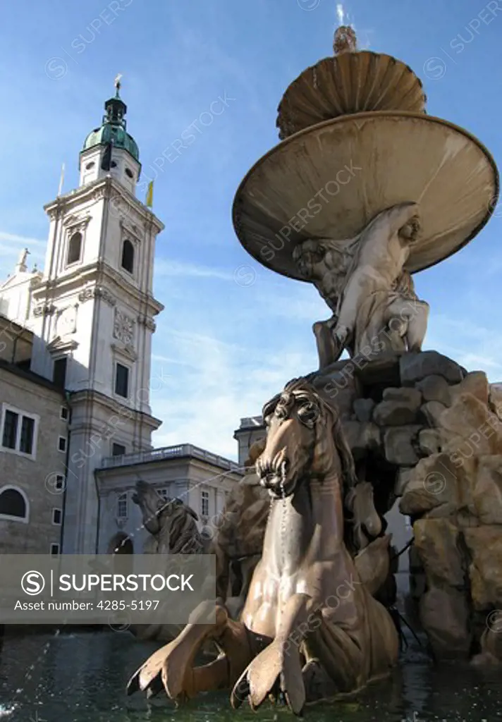 Residenzplatz fountain Salzburg Austria