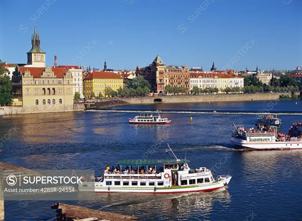 Vltava River, Smetana Museum, Opera Mozart Theatre, Prague, Czech Republic