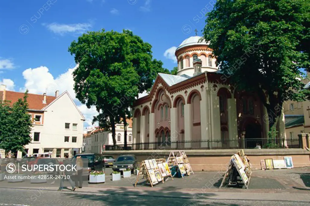 Pilies Street, Piatnica church, Market, Old Town, Vilnius, Lithuania