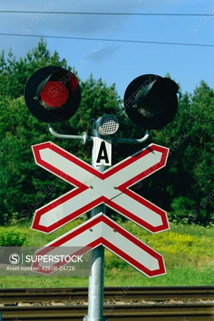 Railway Crossing, Train Sign, Trakai, Lithuania