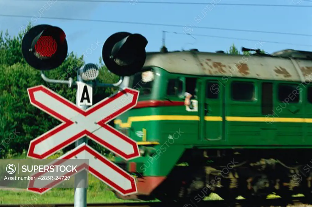 Railway Crossing, Train Sign, Trakai, Lithuania
