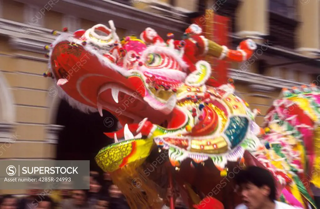China, Macau, Chinese Dragon Dancing