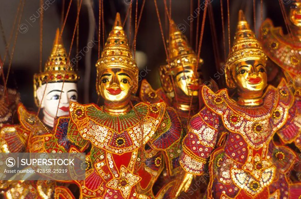 Thailand, Chiang Mai, Souvenirs, Gold Puppets