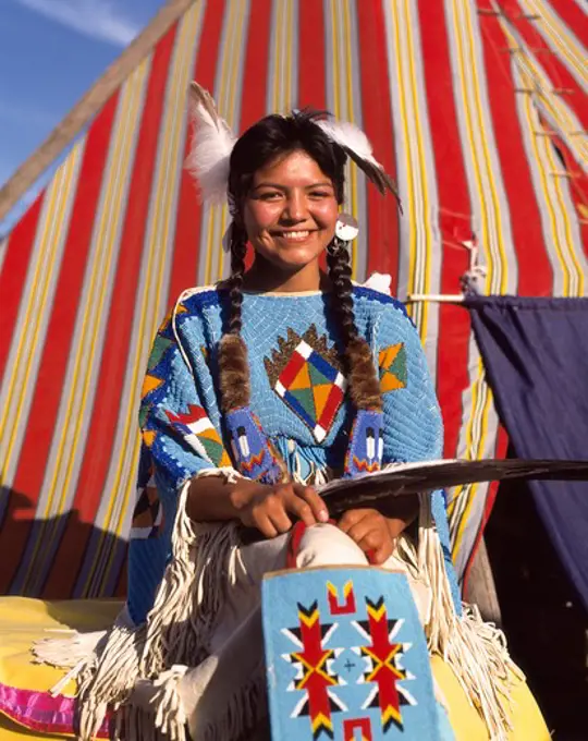 U.S.A.,Yakima Indian Girl in Native Costume