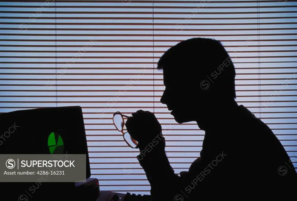 Businessman using computer.  Model Released.