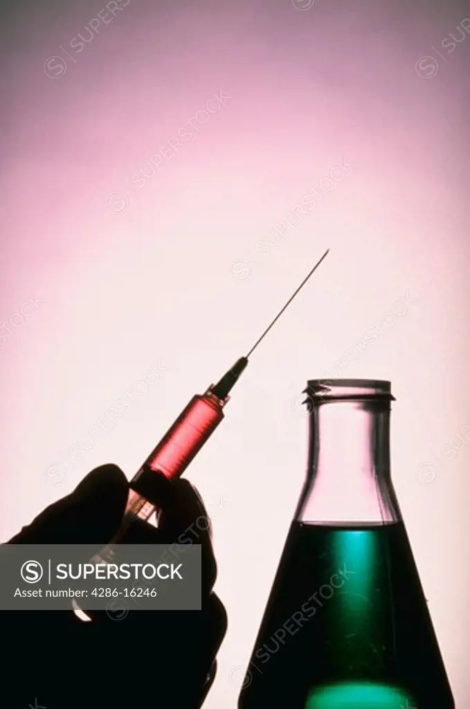 Beaker and syringe