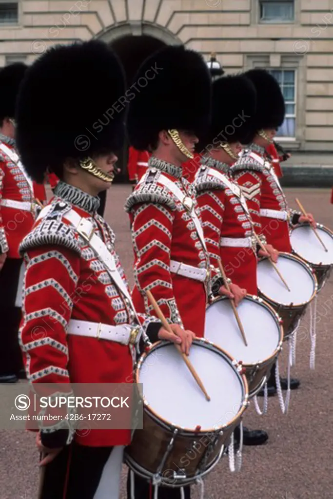 Changing of the guard at Buckingham Palace in London, England. 