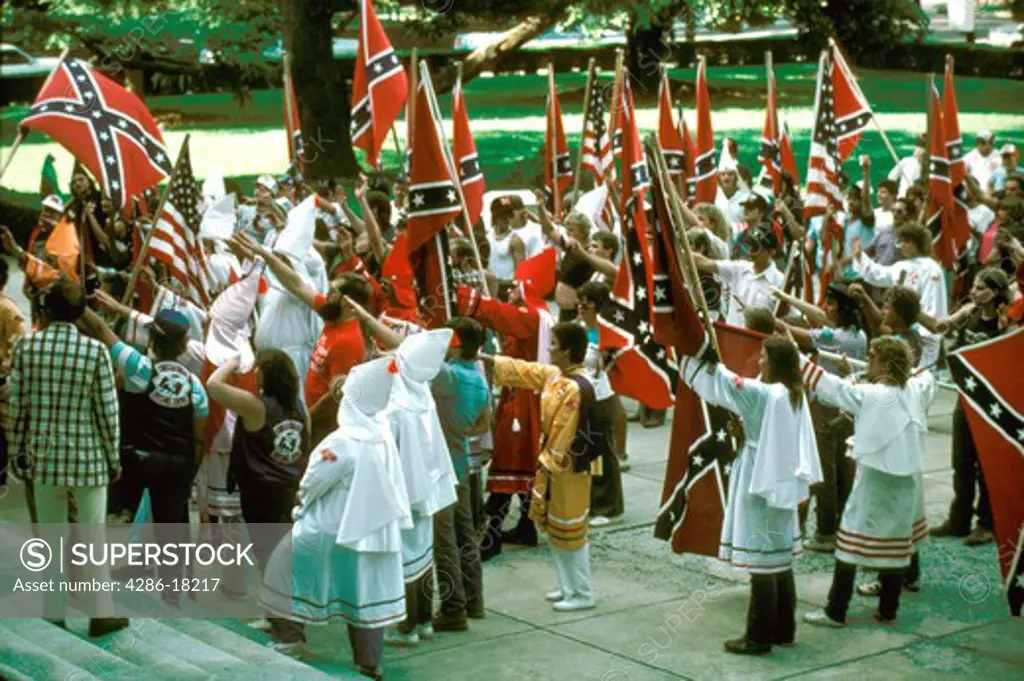 Ku Klux Klan rally giving Nazi salute. Charlotte, NC.