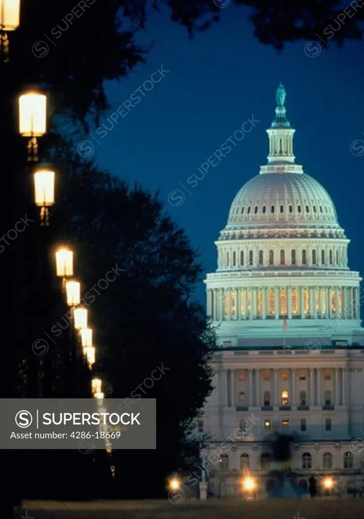 U.S. Capitol Building at dusk, Washington, DC.