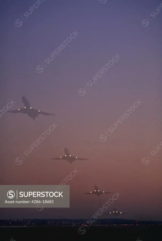 Multi-Exposure of airliner taking-off, National Airport. (Vert)
