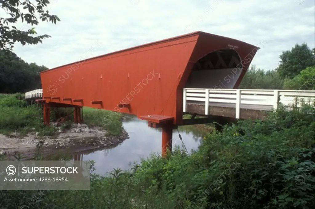 Iowa, Winterset, Bridges of Madison County, covered bridge, circa 1883 Roseman Covered Bridge in Winterset. 