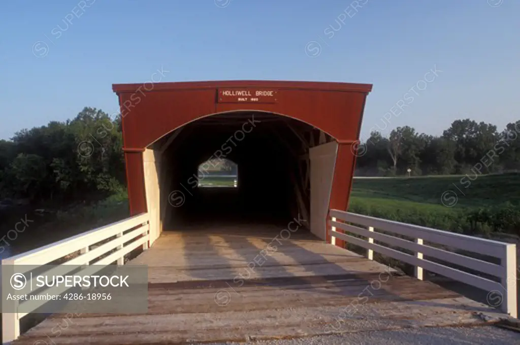 Iowa, Winterset, covered bridge, circa 1880 Holliwell Covered Bridge in Winterset. Bridges of Madison County 