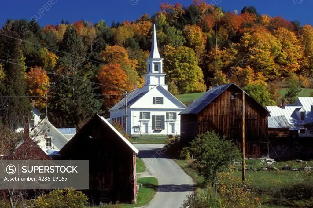 Vermont, A scenic New England village of Waits River in the fall.