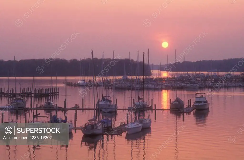 sunset, sunrise, marina, Maryland, Georgetown, Sunset over the marina on Sassatras River in Chesapeake Bay in Georgetown in Maryland.