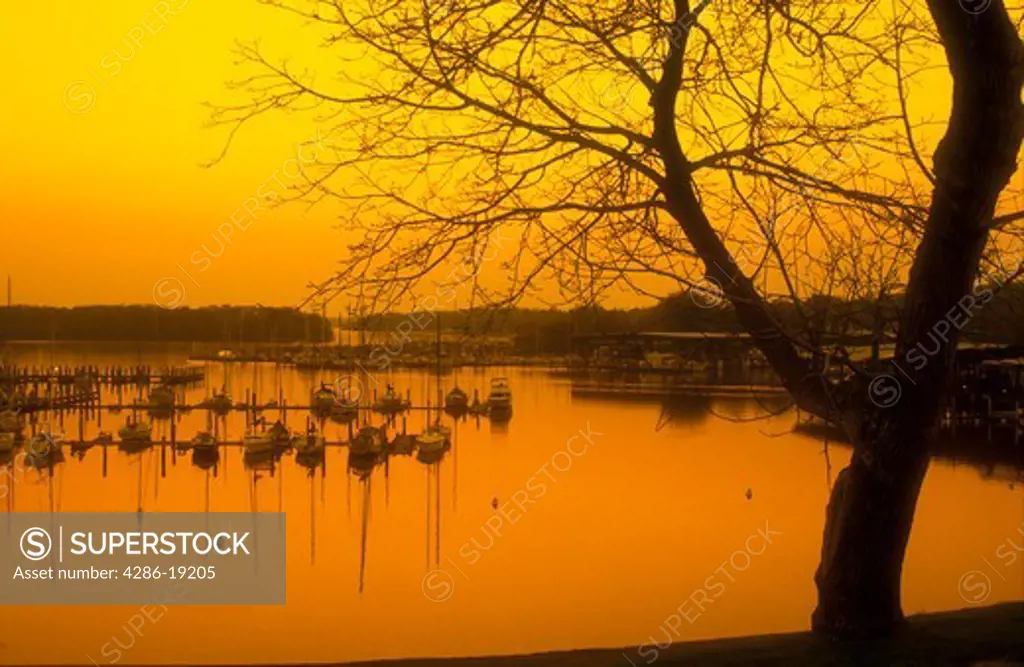 sunset, sunrise, marina, Georgetown, Maryland, Sunset over the marina on Sassatras River in Chesapeake Bay in Georgetown in Maryland.