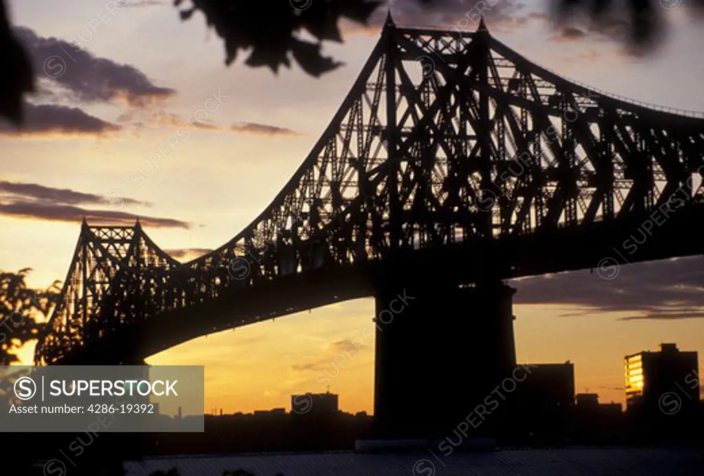 bridge, Montreal, Quebec, Canada, a view of Jacques-Cartier Bridge (Pont Jacques-Cartier) crossing the Saint Lawrence Seaway at sunset in Montreal in the Province of Quebec, Canada.