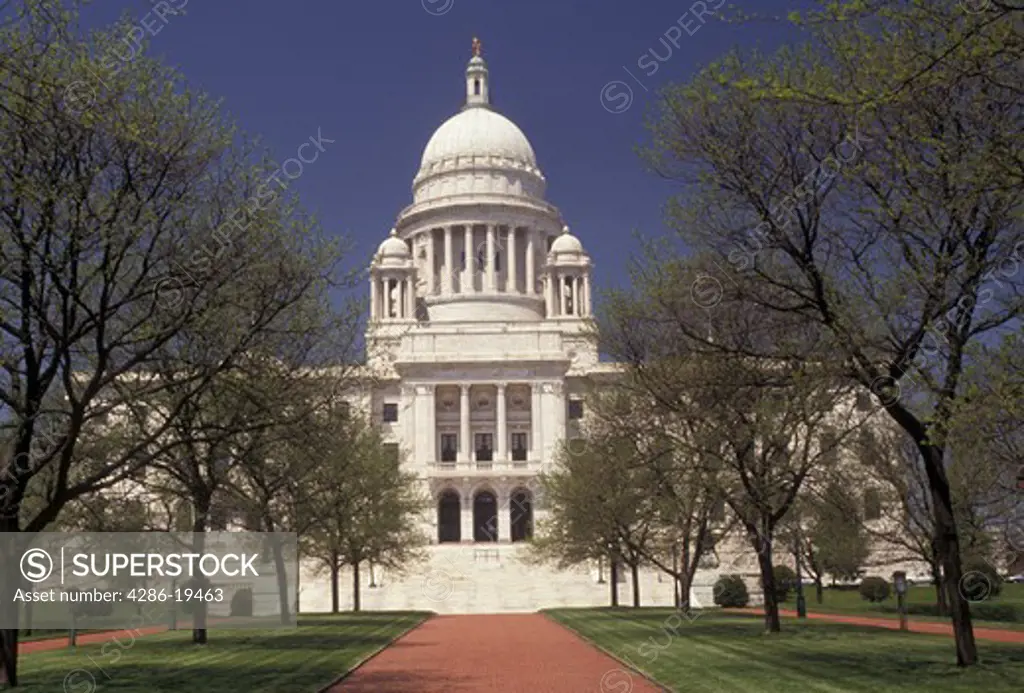 State House, State Capitol, Providence, Rhode Island, The State House in the capital city of Providence in the spring in the state of Rhode Island.