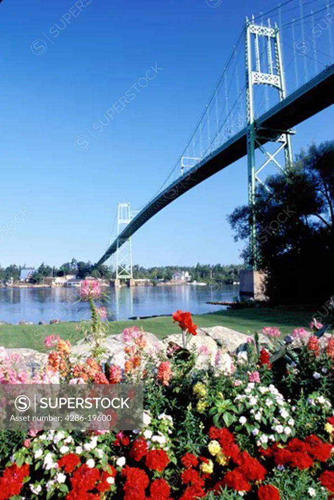 International Bridge, Thousand Islands, Alexandria Bay, New York, St. Lawrence River, NY, International Bridge crosses the St. Lawrence River into Ontario, Canada.