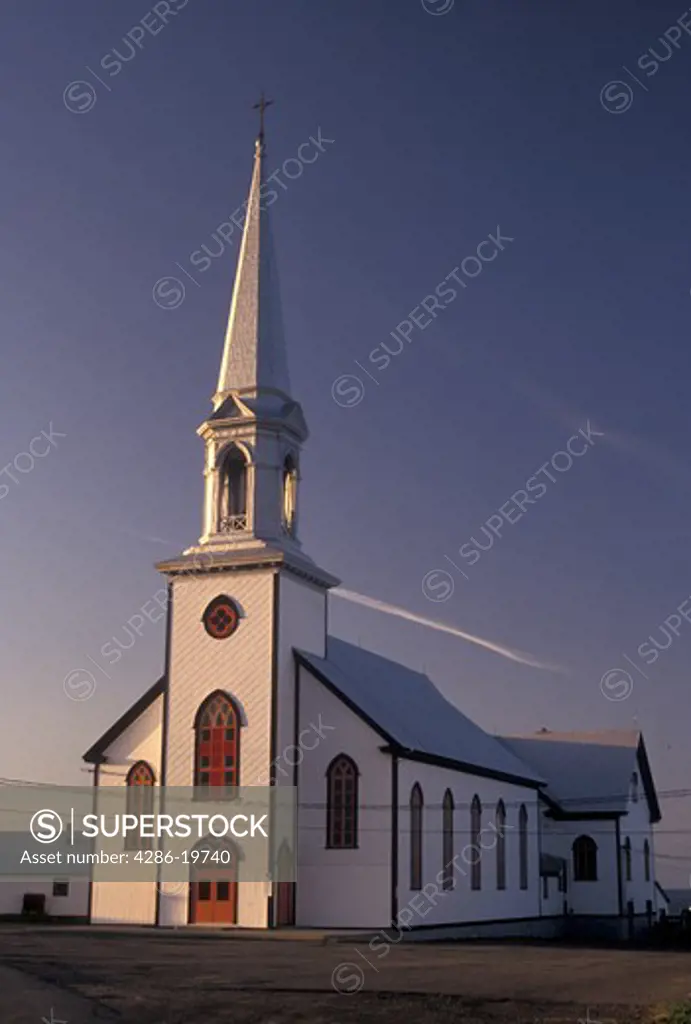 church, Gaspe Peninsula, Quebec, Canada, St. Lawrence River, Church in the town of Saint-Maurice-de-L'Echouerie on the Gaspe Peninsula on the Gulf of St. Lawrence in Quebec.