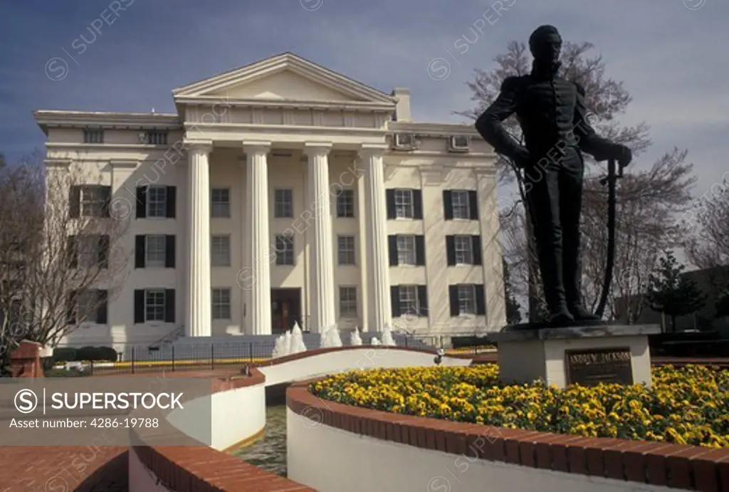 Jackson, MS, city hall, Mississippi, Statue of Andrew Jackson outside Jackson City Hall in Jackson.