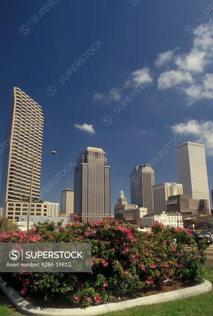 New Orleans, skyline, Louisiana, LA, Downtown skyline of New Orleans in the spring.