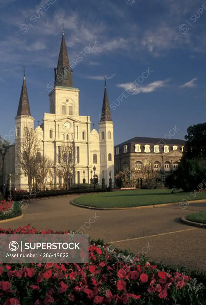 church, New Orleans, Saint Louis Cathedral, French Quarter, Louisiana, LA, St. Louis Cathedral in Jackson Square in the French Quarter of New Orleans. 