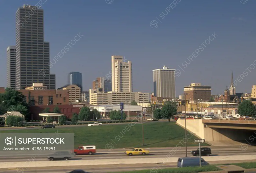 Little Rock, skyline, AR, Arkansas, Downtown skyline of Little Rock and Interstate 630.