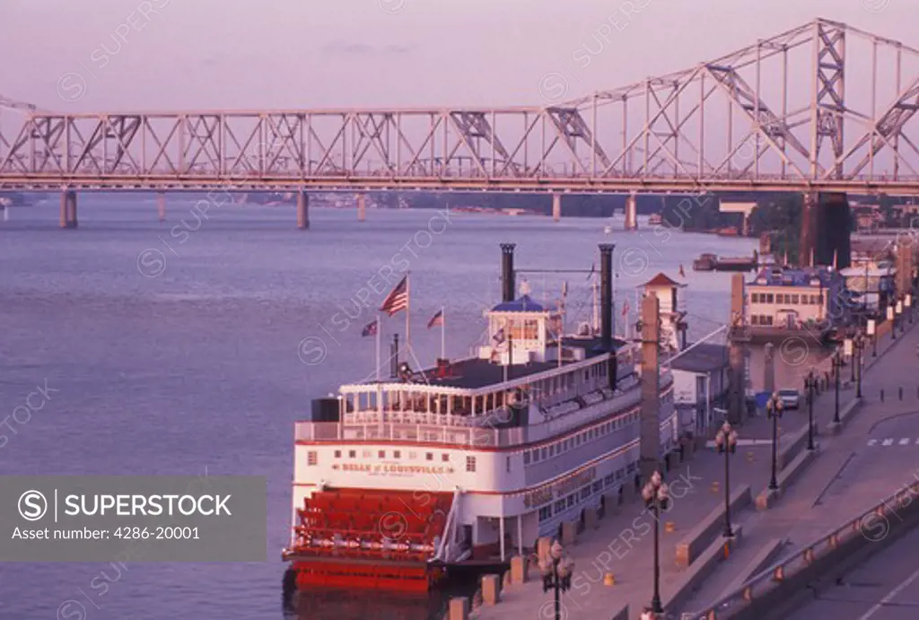 riverboat, Louisville, KY, Kentucky, Ohio River, Belle of Louisville Riverboat a stern wheel steamboat docked along the Ohio River. 