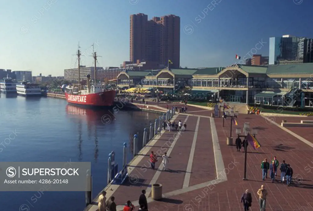 Inner Harbor, Baltimore, MD, Maryland, Harbor Place on the Inner Harbor in downtown Baltimore.