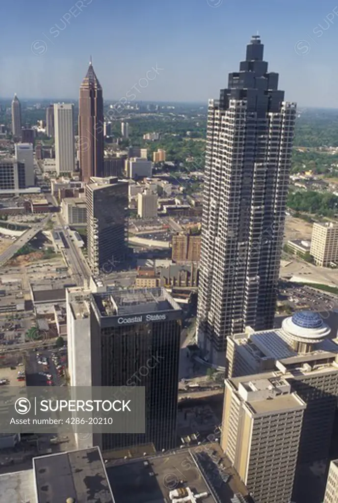 aerial, Atlanta, GA, Georgia, Aerial view of the city of Atlanta looking North.