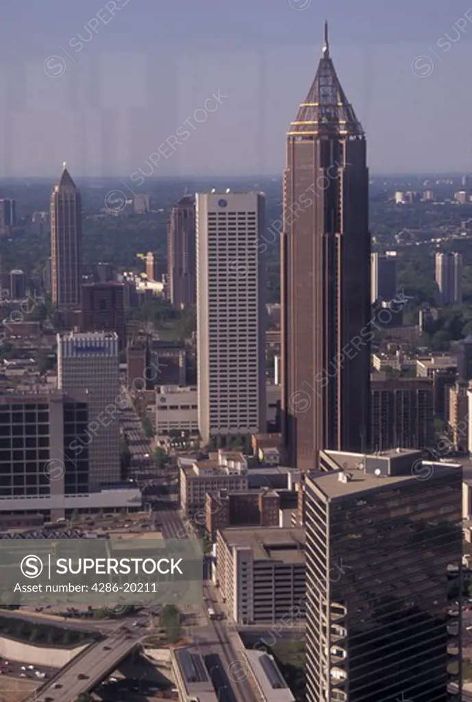 aerial, Atlanta, GA, Georgia, Aerial view of the city of Atlanta looking North.