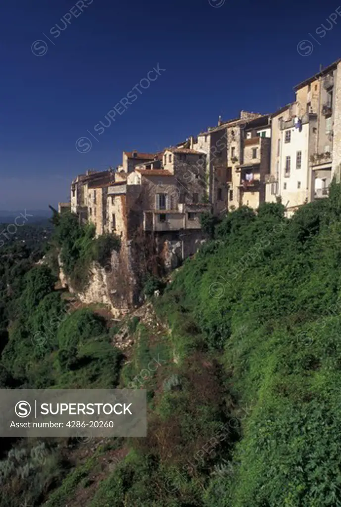 France, Tourrettes-sur-Loup, Cote d' Azur, Provence, Alpes-Maritimes, Europe, Scenic view of the hilltop village of Tourrettes-s-Loup in the Provencal countryside of France.