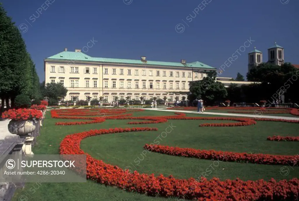 castle, Austria, Salzburg, Mirabell Gardens and Mirabell Palace in Salzburg.