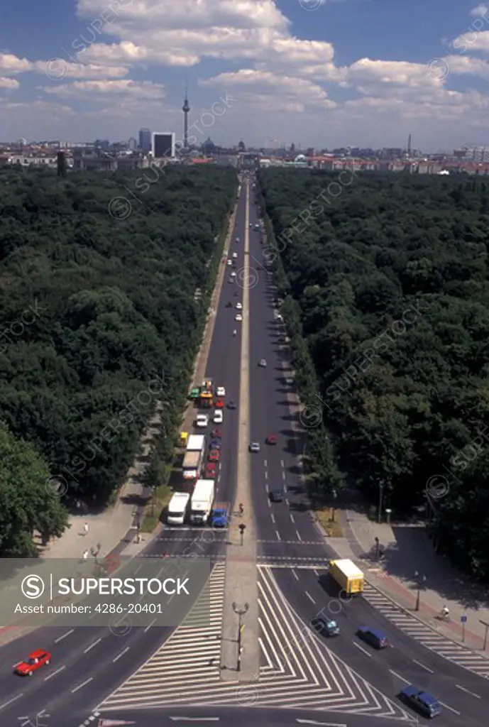 Berlin, Germany, Europe, View of Berlin from Siegessaule (Victory Column) along Hofjager-Allee.