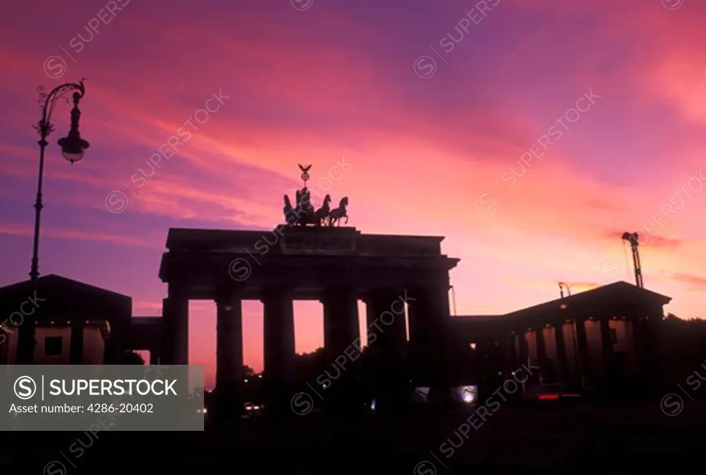 Brandenburg Gate, Berlin, Germany, Europe, Brandenburger Tor at sunset