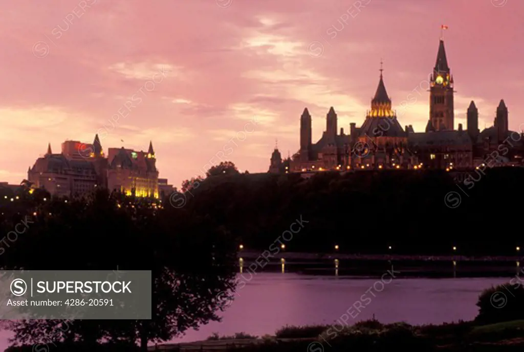 Ottawa, Ontario, Canada, Parliament Buildings on Parliament Hill at sunrise.