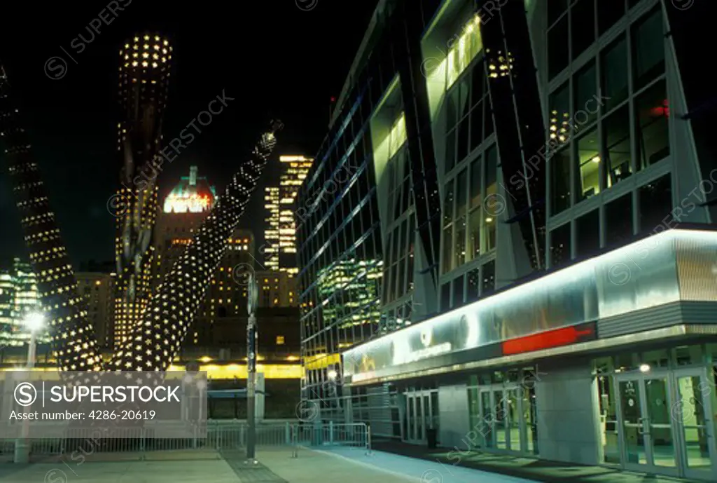 Toronto, arena, Canada, Ontario, Air Canada Centre at night in downtown Toronto. 