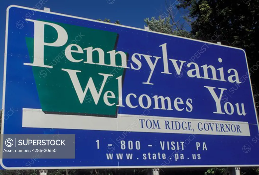 PA, Pennsylvania, Pennsylvania Welcomes You road sign