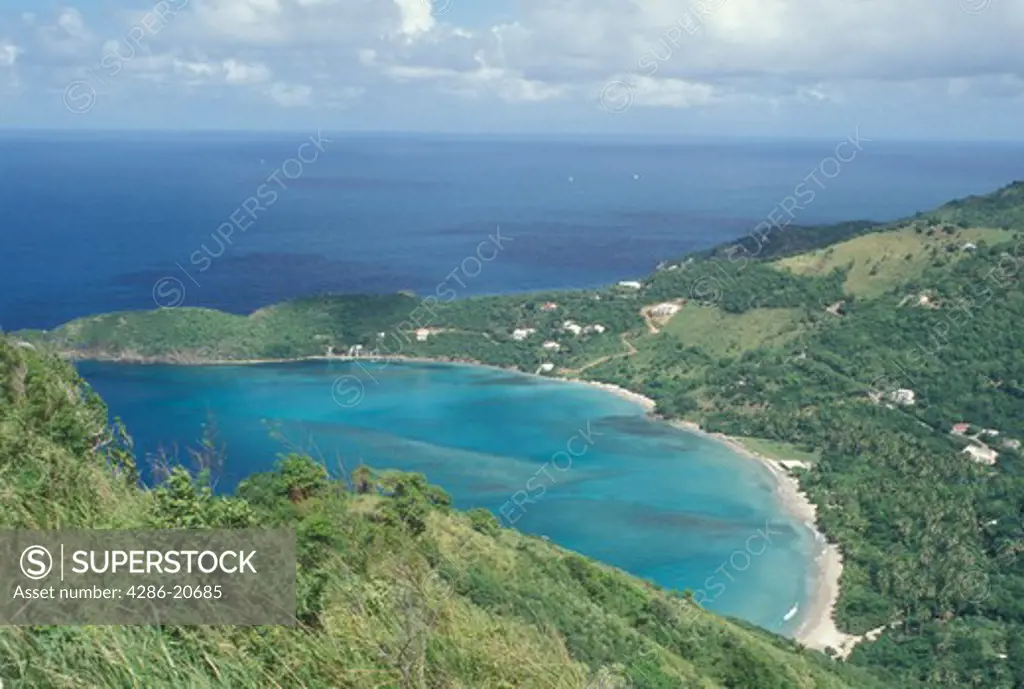 Tortola, British Virgin Islands, Caribbean, BVI, Scenic view of Brewers Bay Beach on the island of Tortola on the Caribbean Sea.
