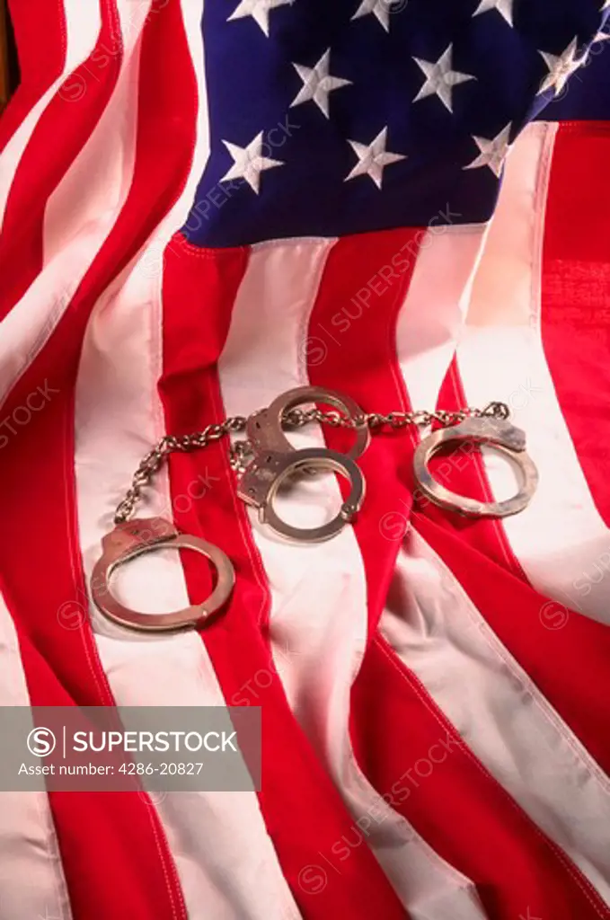 American flag and handcuffs