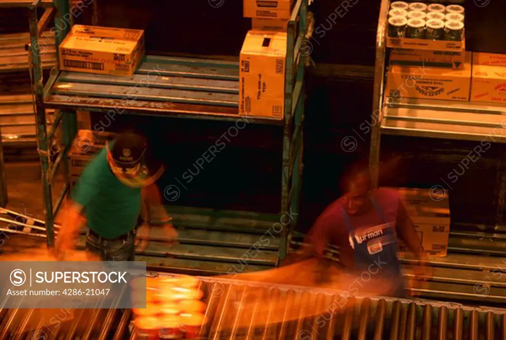 Aerial view of men working at a grocery store shipping facility in Jessup, Maryland.