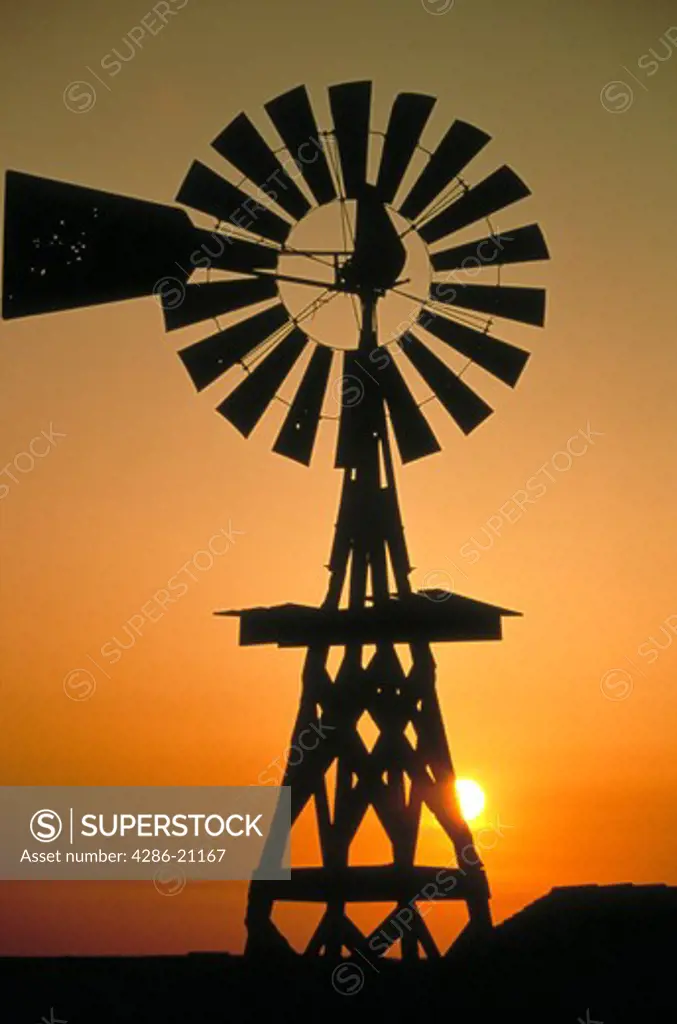 Silhouette of windmill