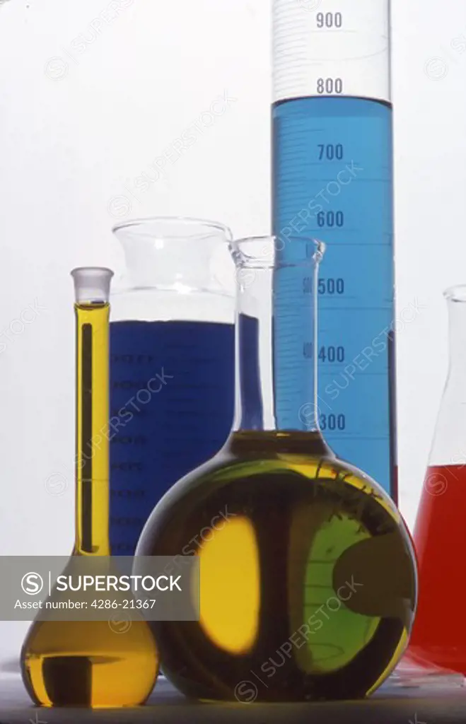 Chemistry cylinders and flasks