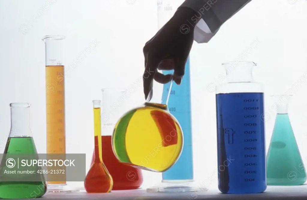 Chemistry flasks, beakers 